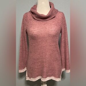 Maeve Cowl Neck Sweater Mauve Pink Soft Knit Long Sleeve Cozy Slouchy Small